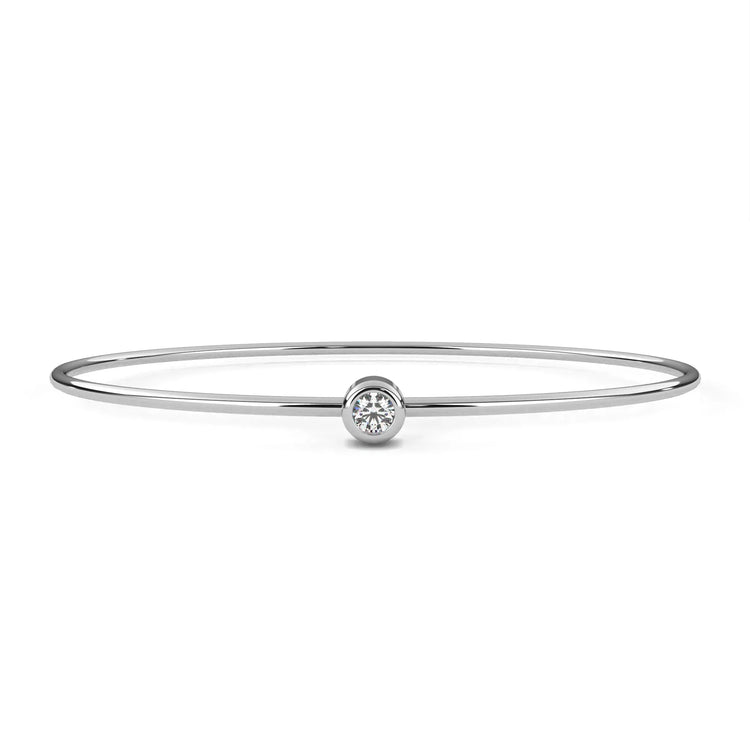 Round Moissanite Solitaire Bezel Bangle