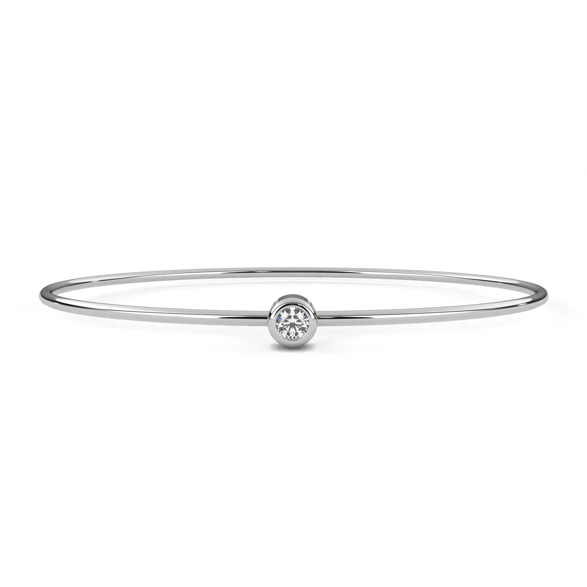 Round Lab Diamond Solitaire Bezel Bangle