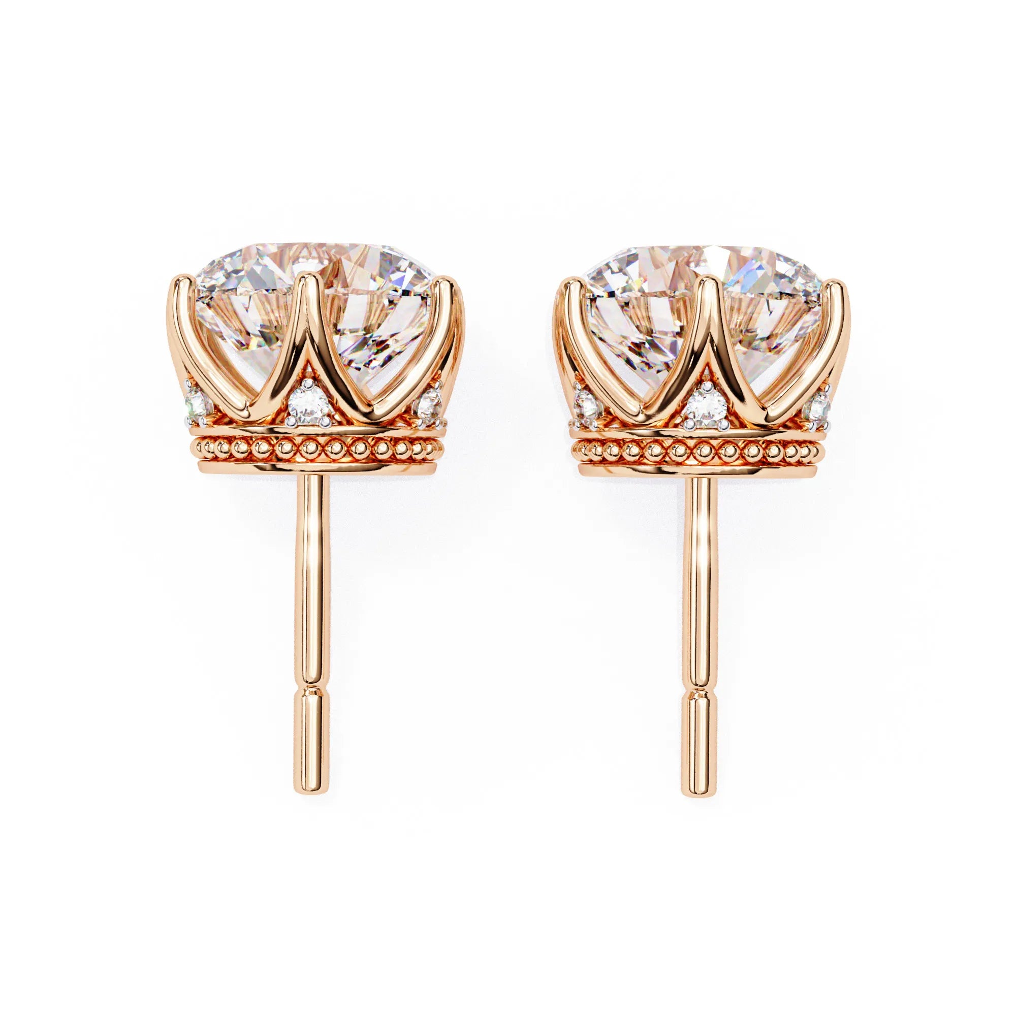 Crown Round Cut Lab Diamond Earring