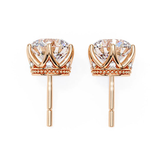 Crown Round Cut Lab Diamond Earring