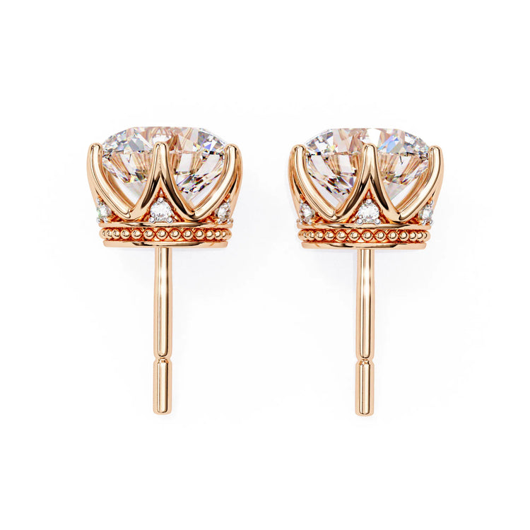 Crown Round Cut Lab Diamond Earring
