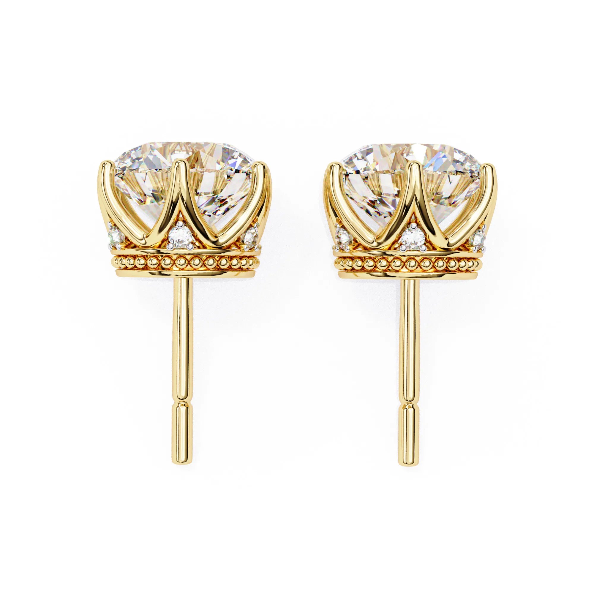 Crown Round Cut Lab Diamond Earring