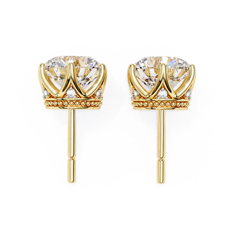 Crown Round Cut Lab Diamond Earring