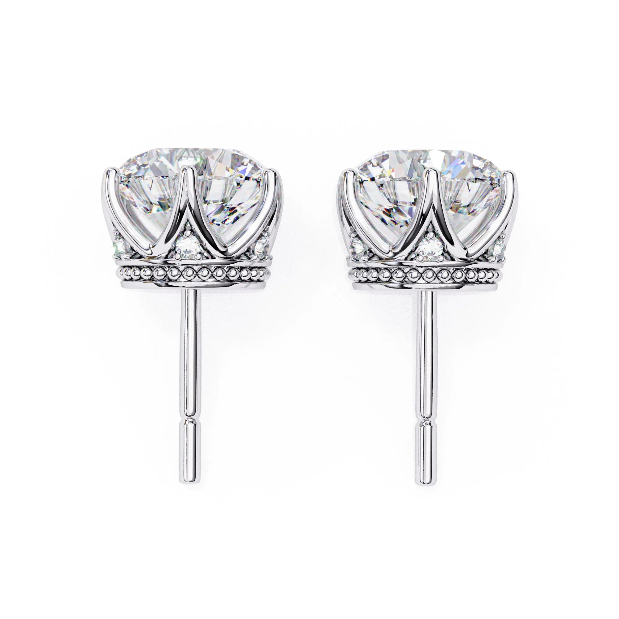 Crown Round Cut Lab Diamond Earring