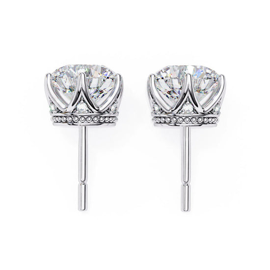 Crown Round Cut Lab Diamond Earring