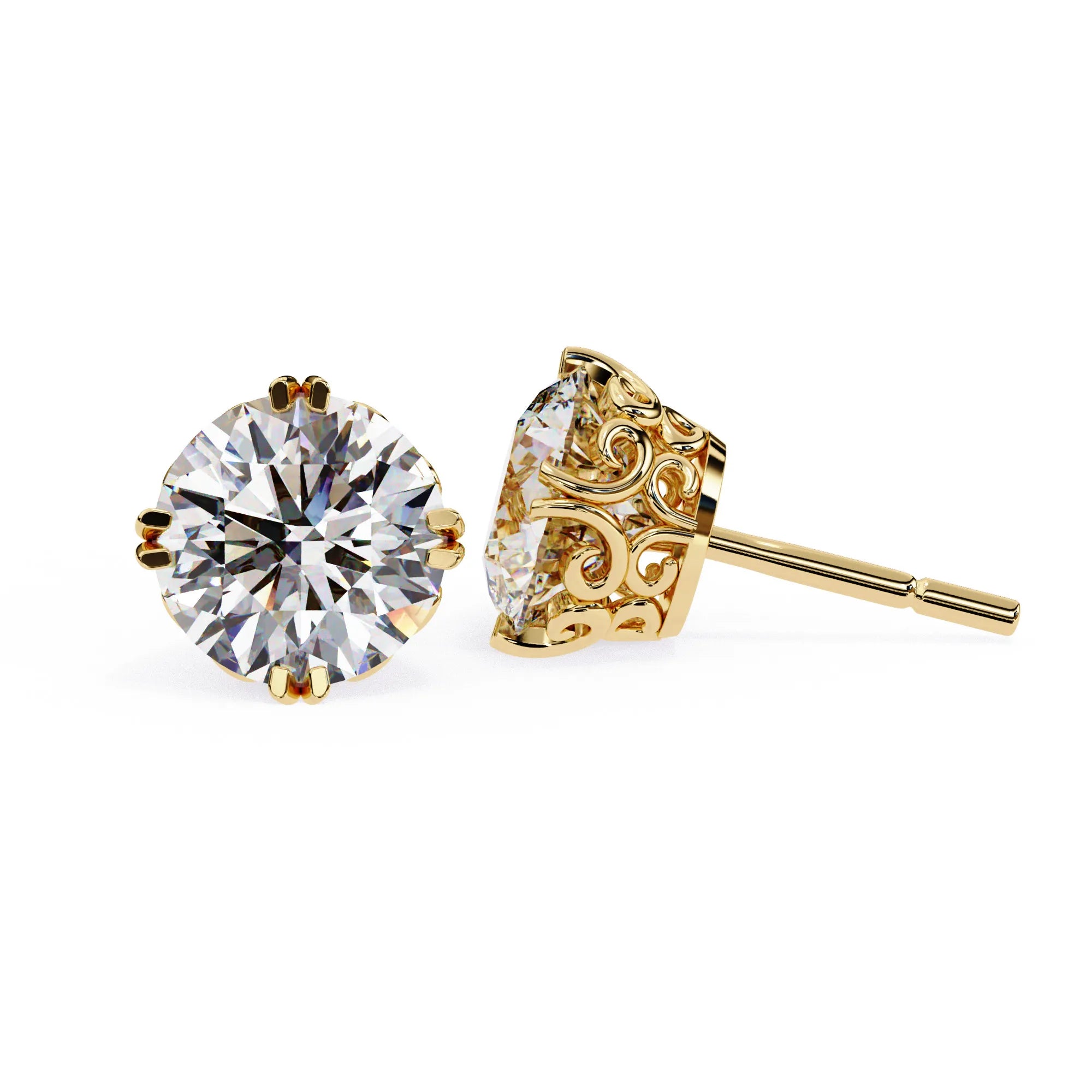 Vintage Style Round Lab Diamond Studs Earring