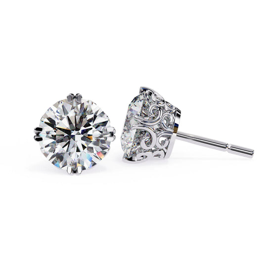 Vintage Style Round Lab Diamond Studs Earring