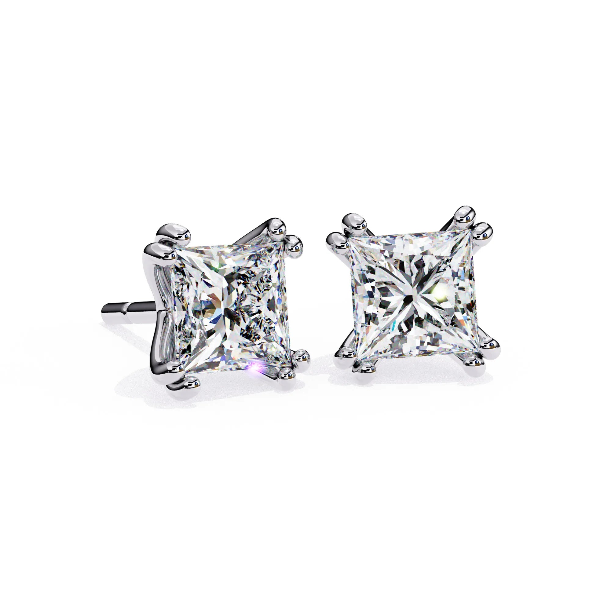 Double Prong Cushion Cut Lab Diamond Studs Earring