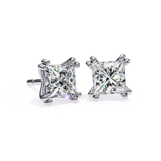 Double Prong Cushion Cut Lab Diamond Studs Earring