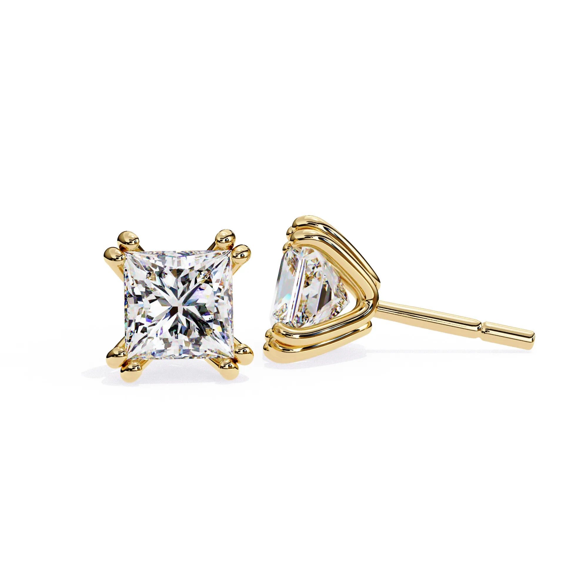 Double Prong Cushion Cut Lab Diamond Studs Earring