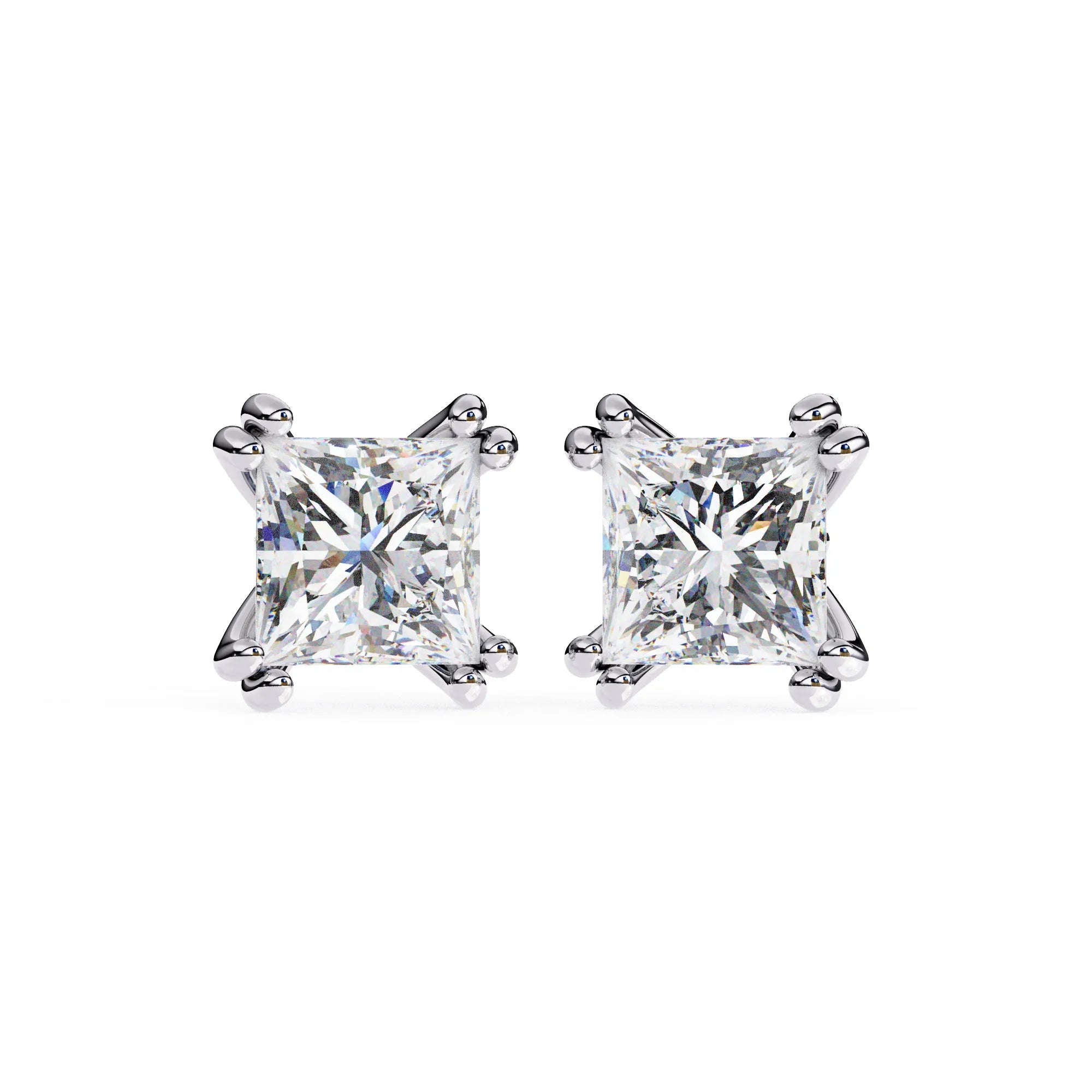 Double Prong Cushion Cut Lab Diamond Studs Earring