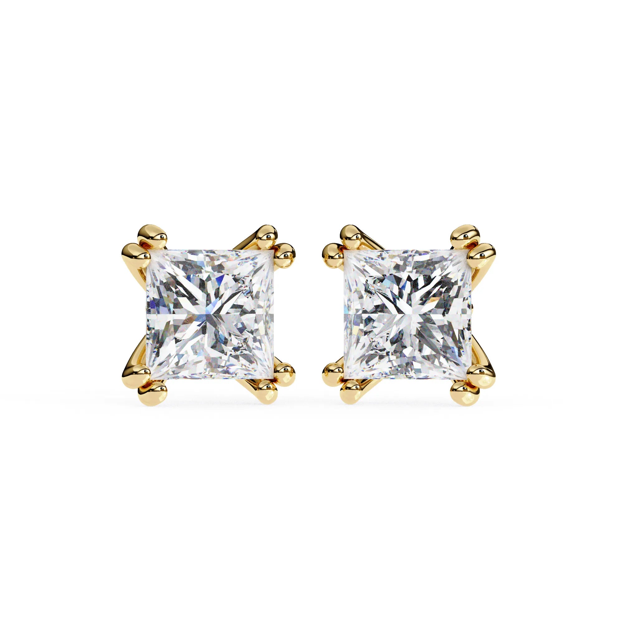 Double Prong Cushion Cut Lab Diamond Studs Earring