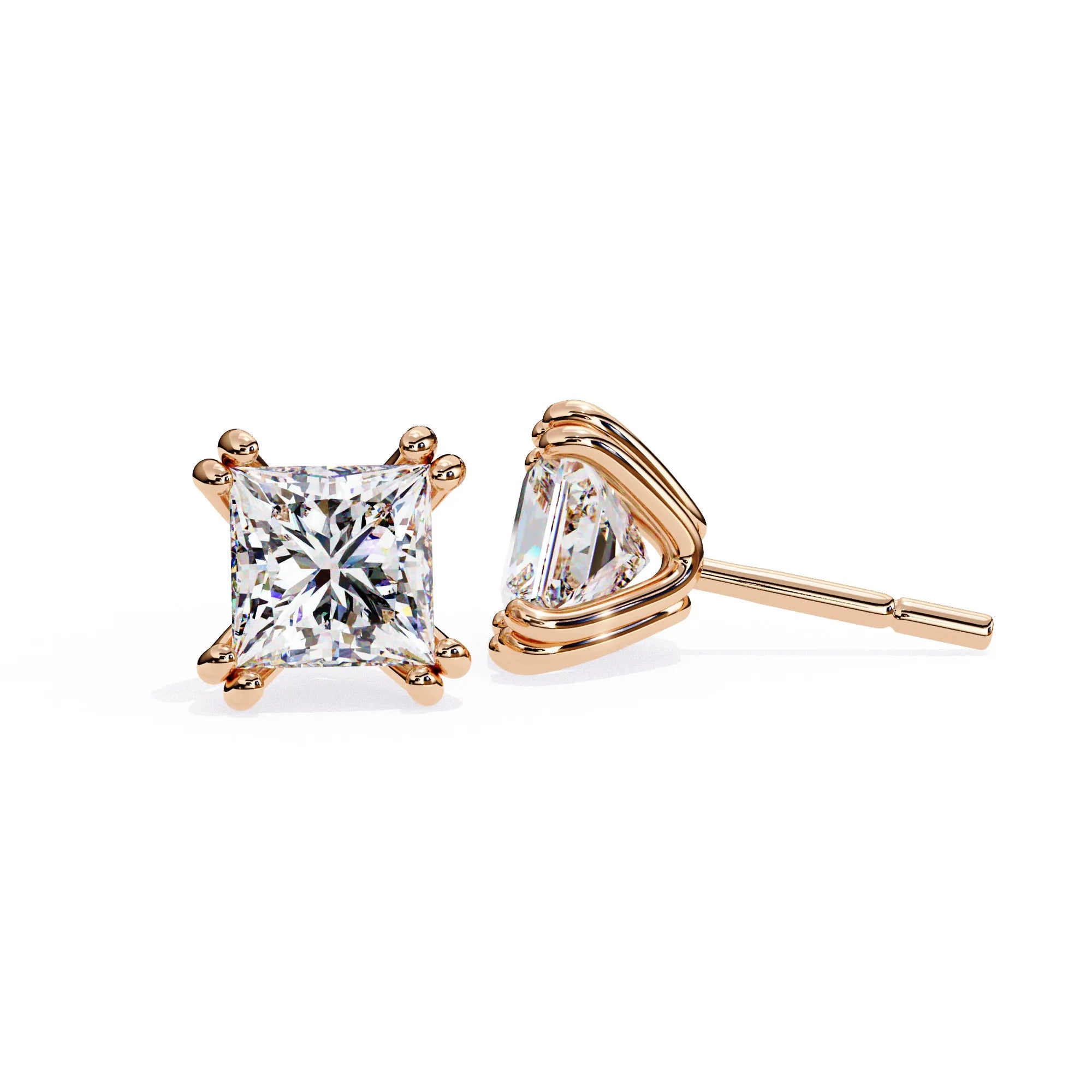 Double Prong Cushion Cut Lab Diamond Studs Earring