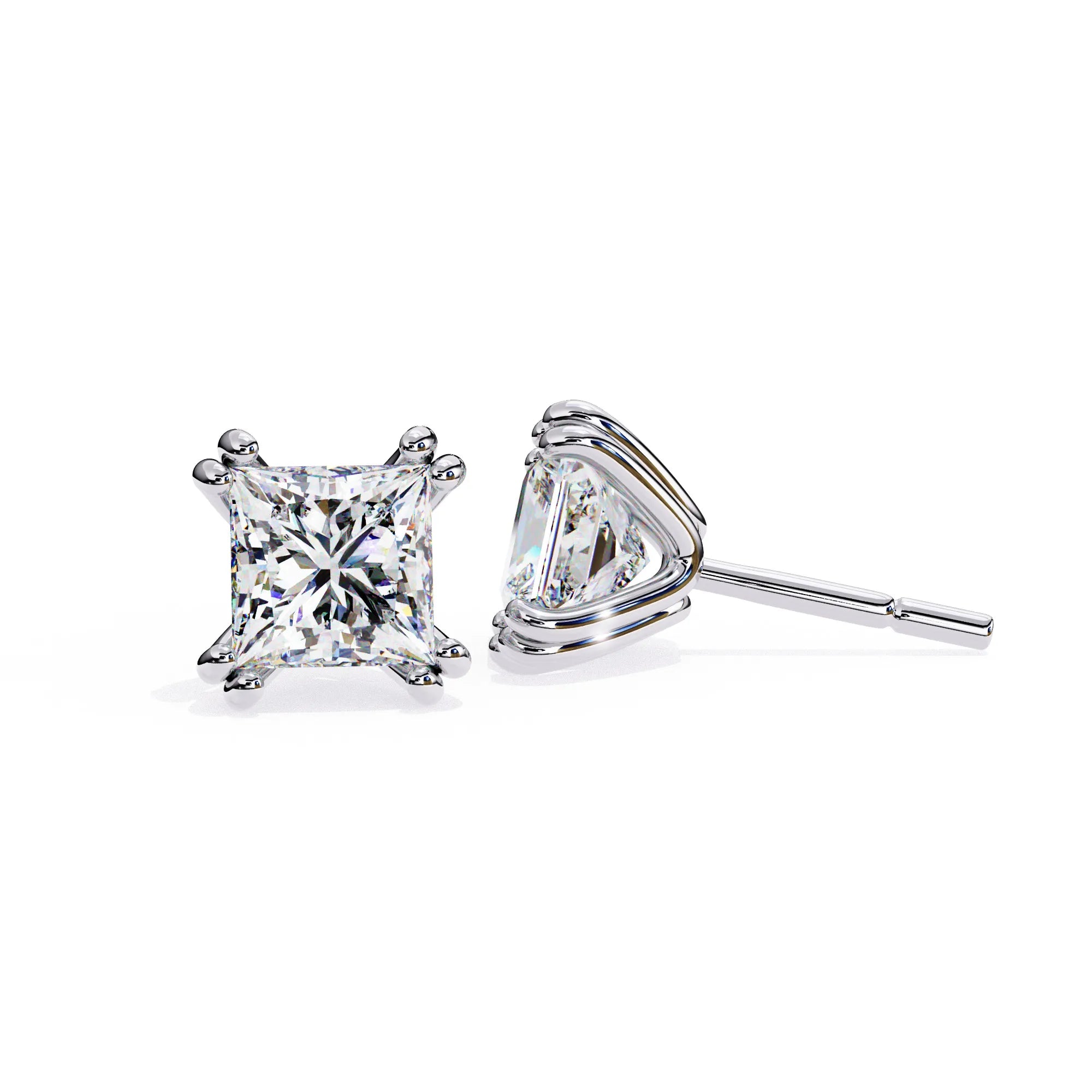 Double Prong Cushion Cut Lab Diamond Studs Earring