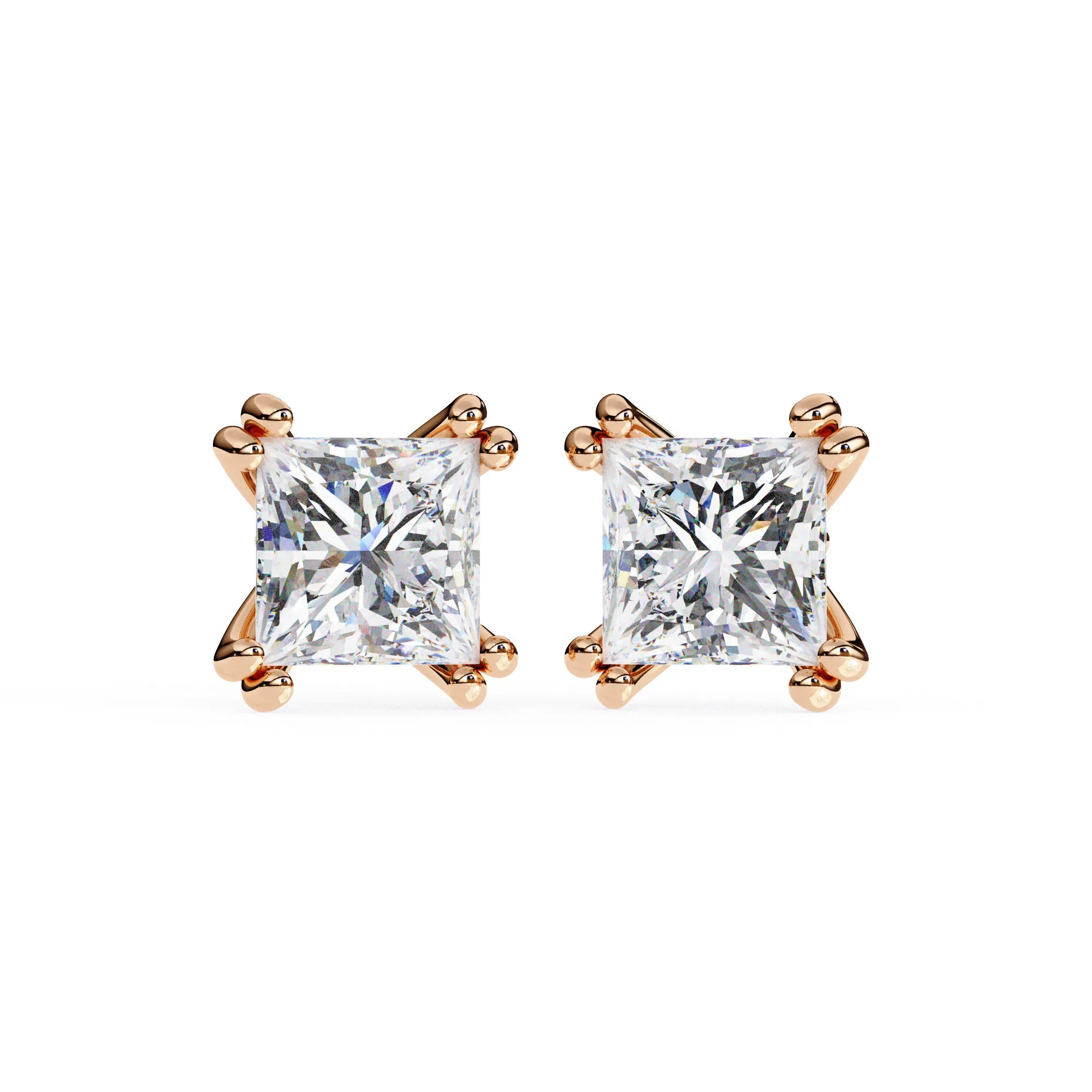 Double Prong Cushion Cut Lab Diamond Studs Earring