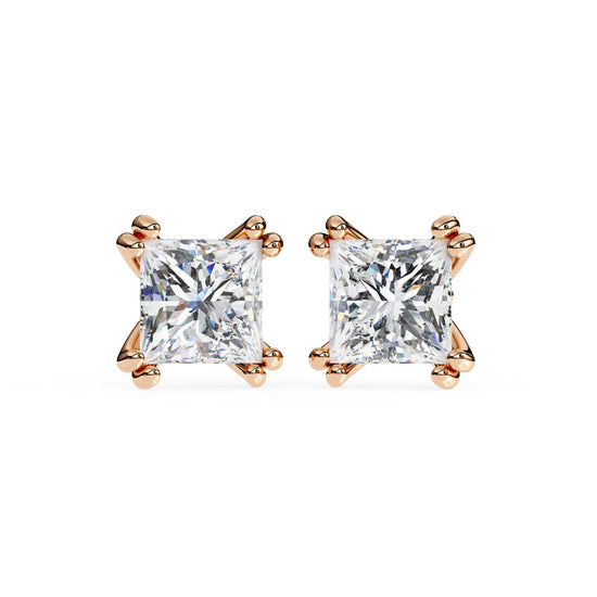 Double Prong Cushion Cut Lab Diamond Studs Earring