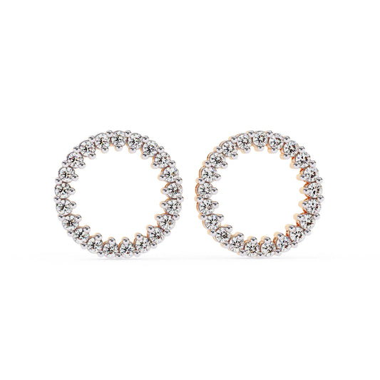 Round Cut Lab Diamond Circle Studs Earrings