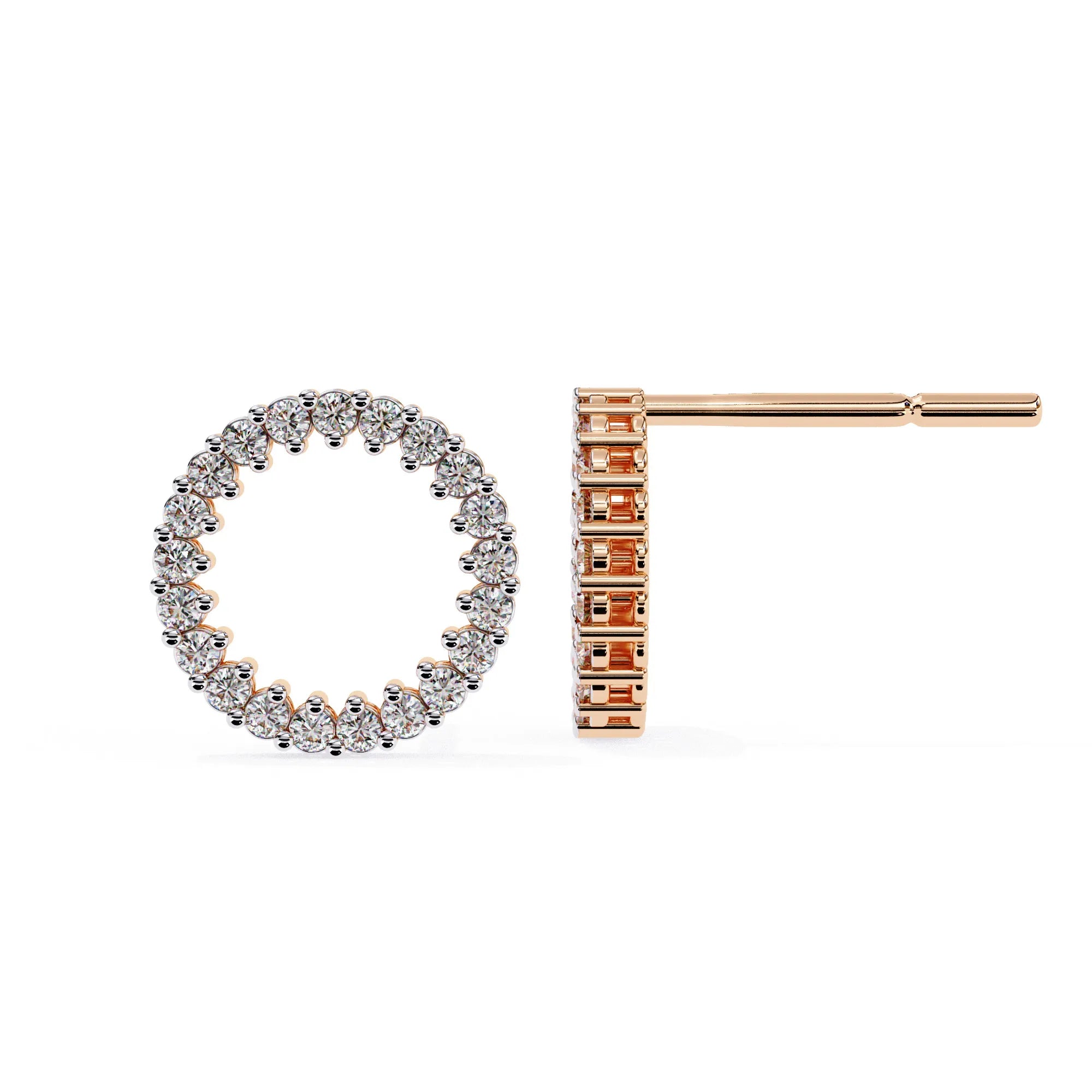 Round Cut Lab Diamond Circle Studs Earrings