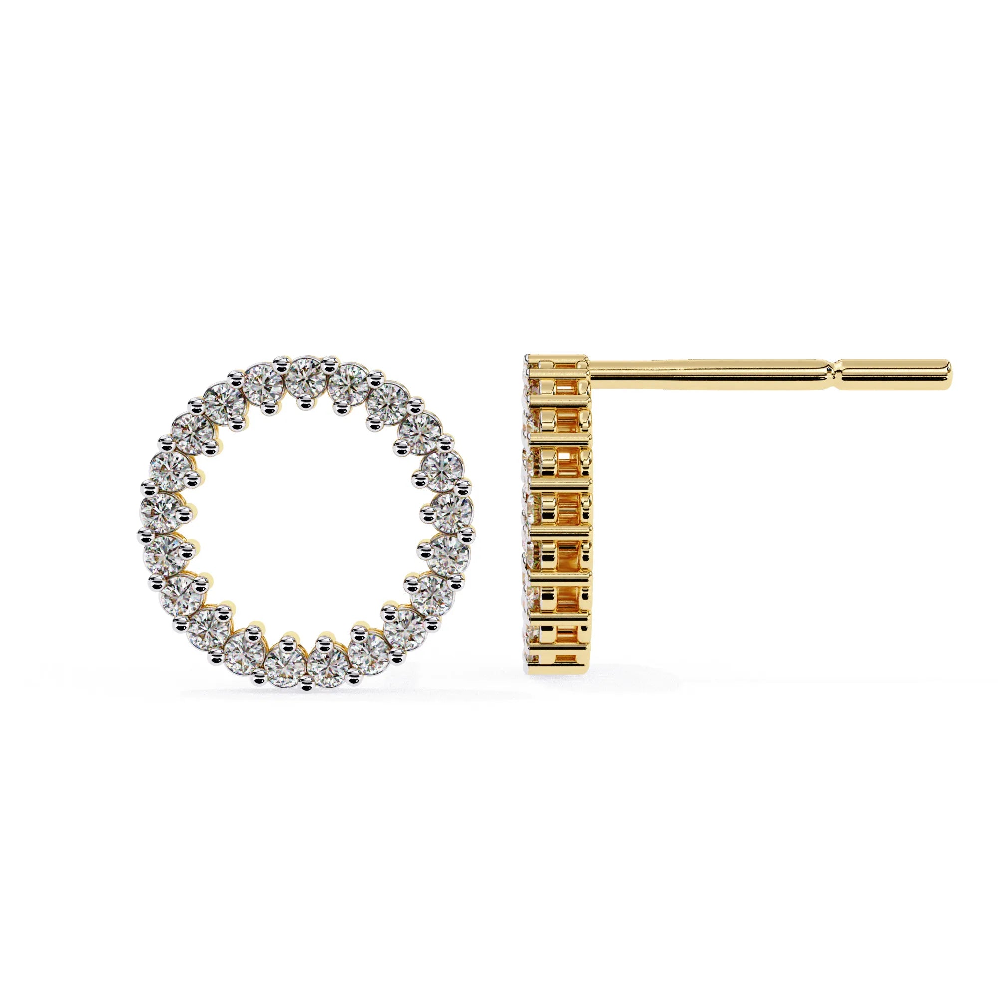 Round Cut Lab Diamond Circle Studs Earrings