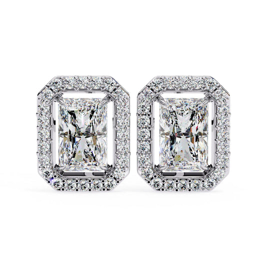 Radiant Cut Cluster Lab Diamond Stud Earring