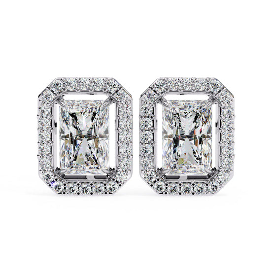 Radiant Cut Cluster Lab Diamond Stud Earring