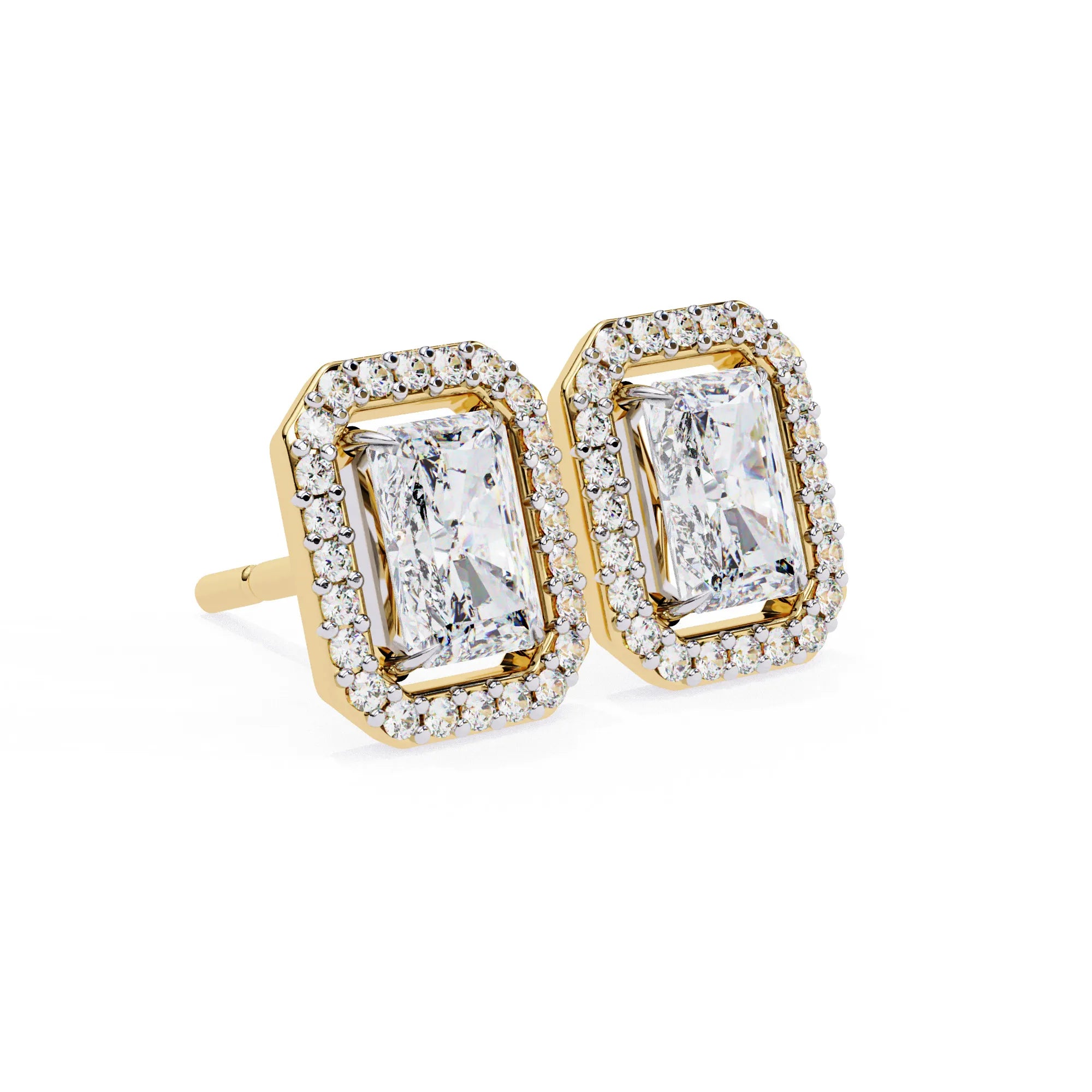 Radiant Cut Cluster Lab Diamond Stud Earring