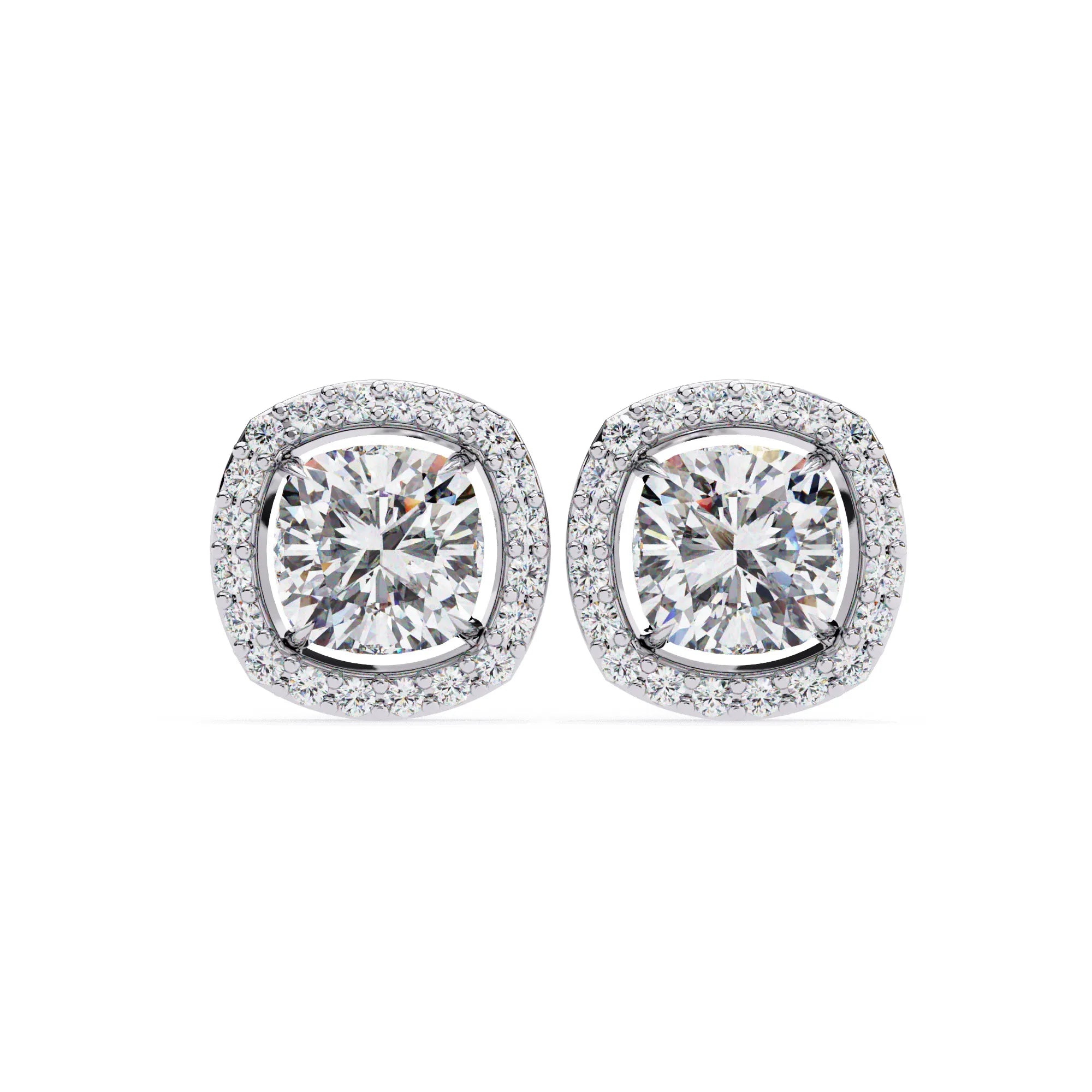 Cushion Cut Lab Diamond Halo Studs Earring
