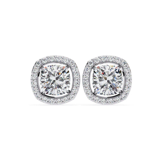 Cushion Cut Lab Diamond Halo Studs Earring