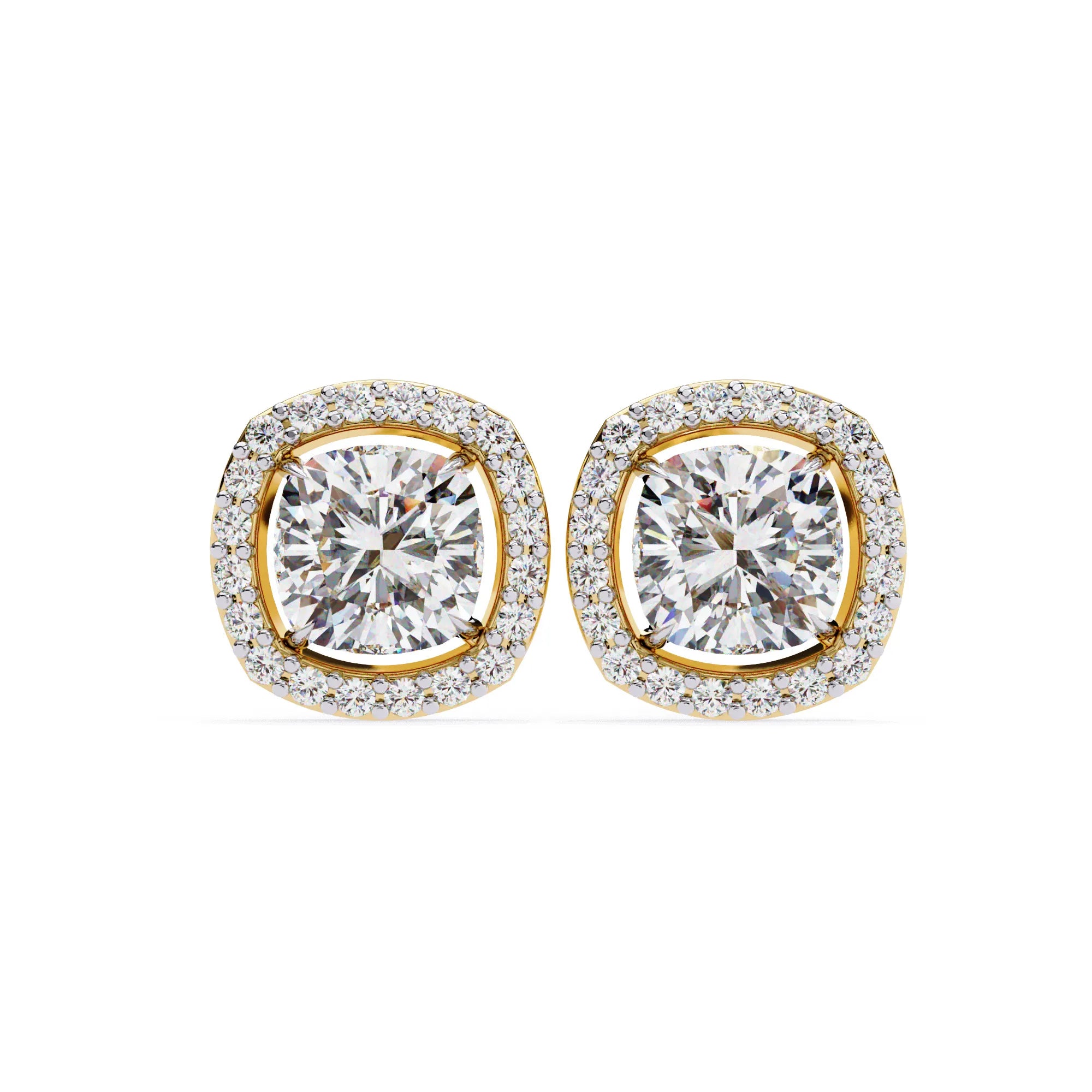 Cushion Cut Lab Diamond Halo Studs Earring