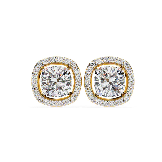 Cushion Cut Lab Diamond Halo Studs Earring