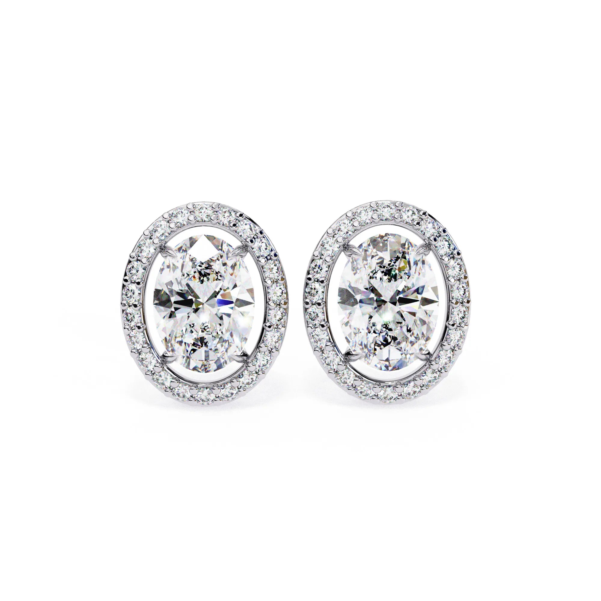 Oval Cut Lab Diamond Halo Studs Earrings