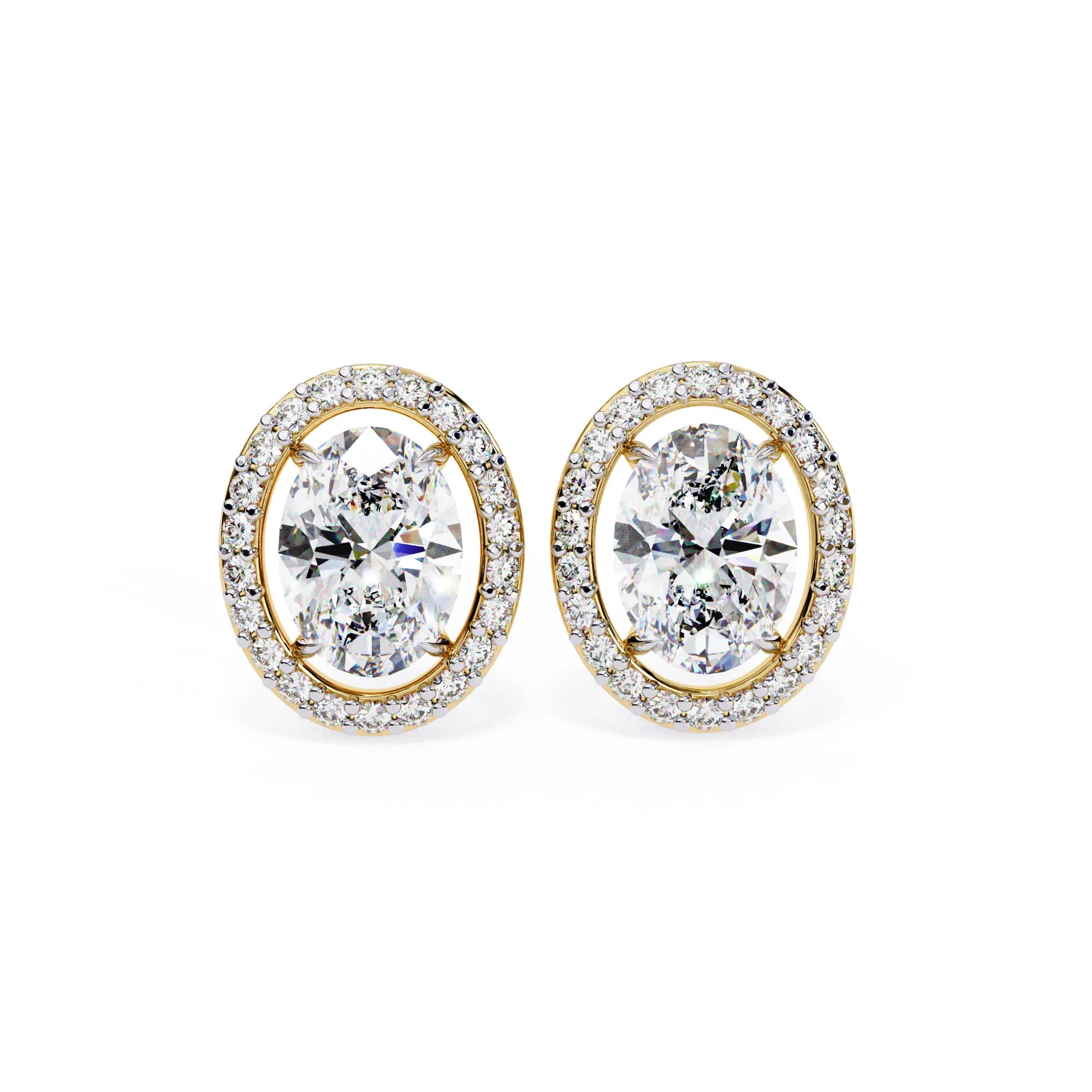 Oval Cut Lab Diamond Halo Studs Earrings
