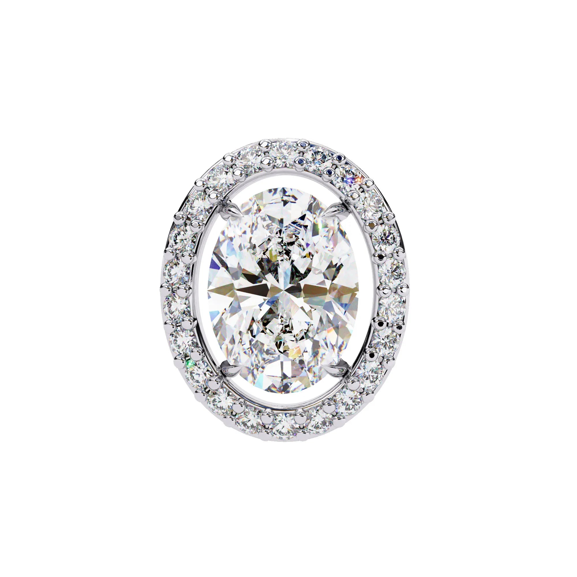 Oval Cut Lab Diamond Halo Studs Earrings