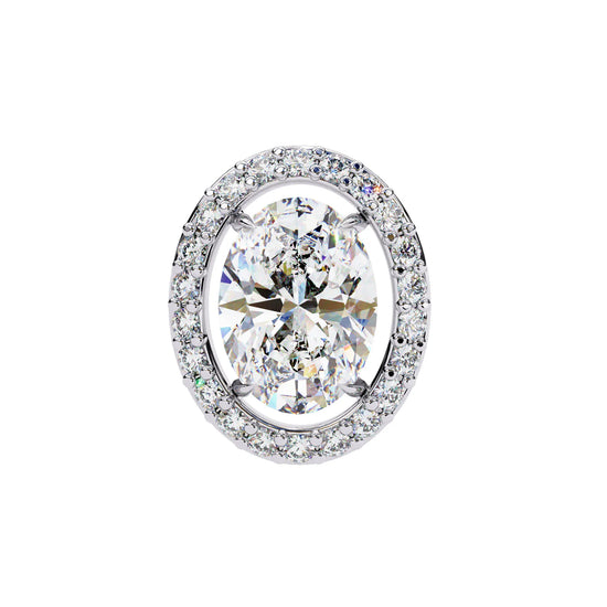 Oval Cut Lab Diamond Halo Studs Earrings