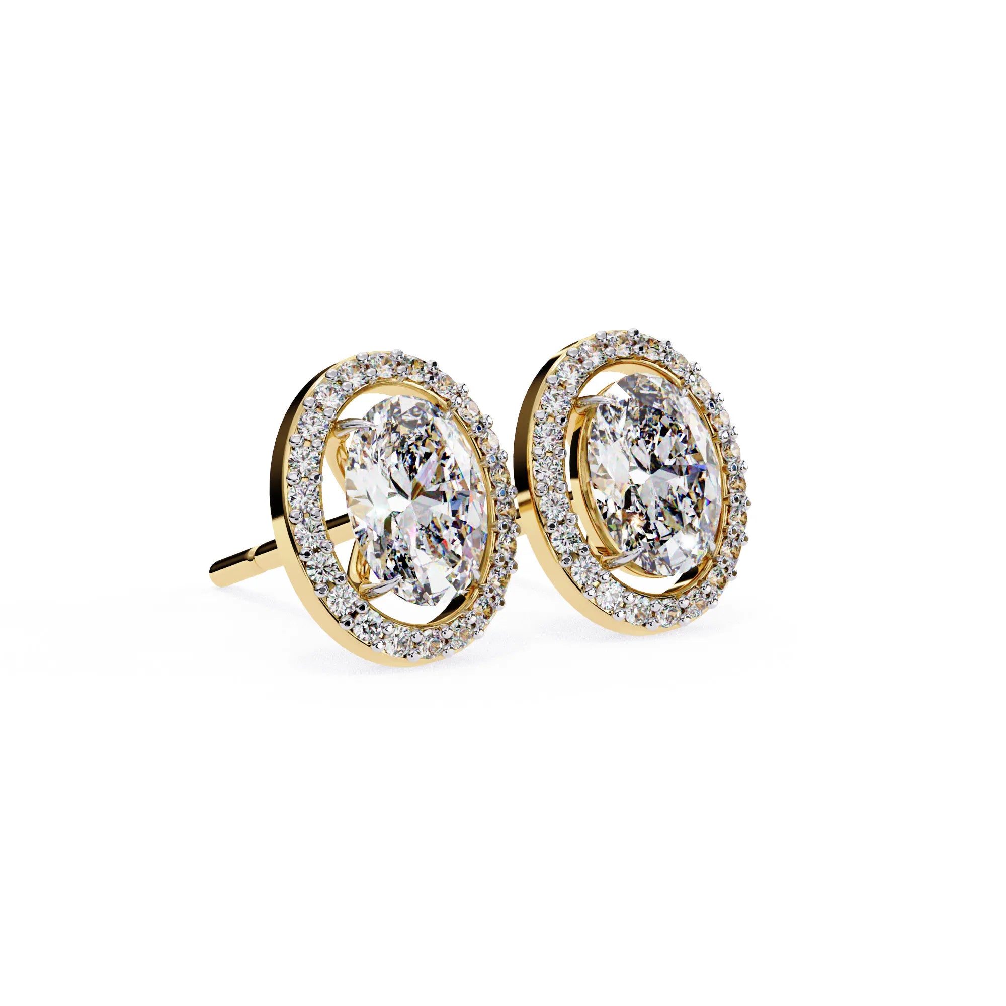 Oval Cut Lab Diamond Halo Studs Earrings