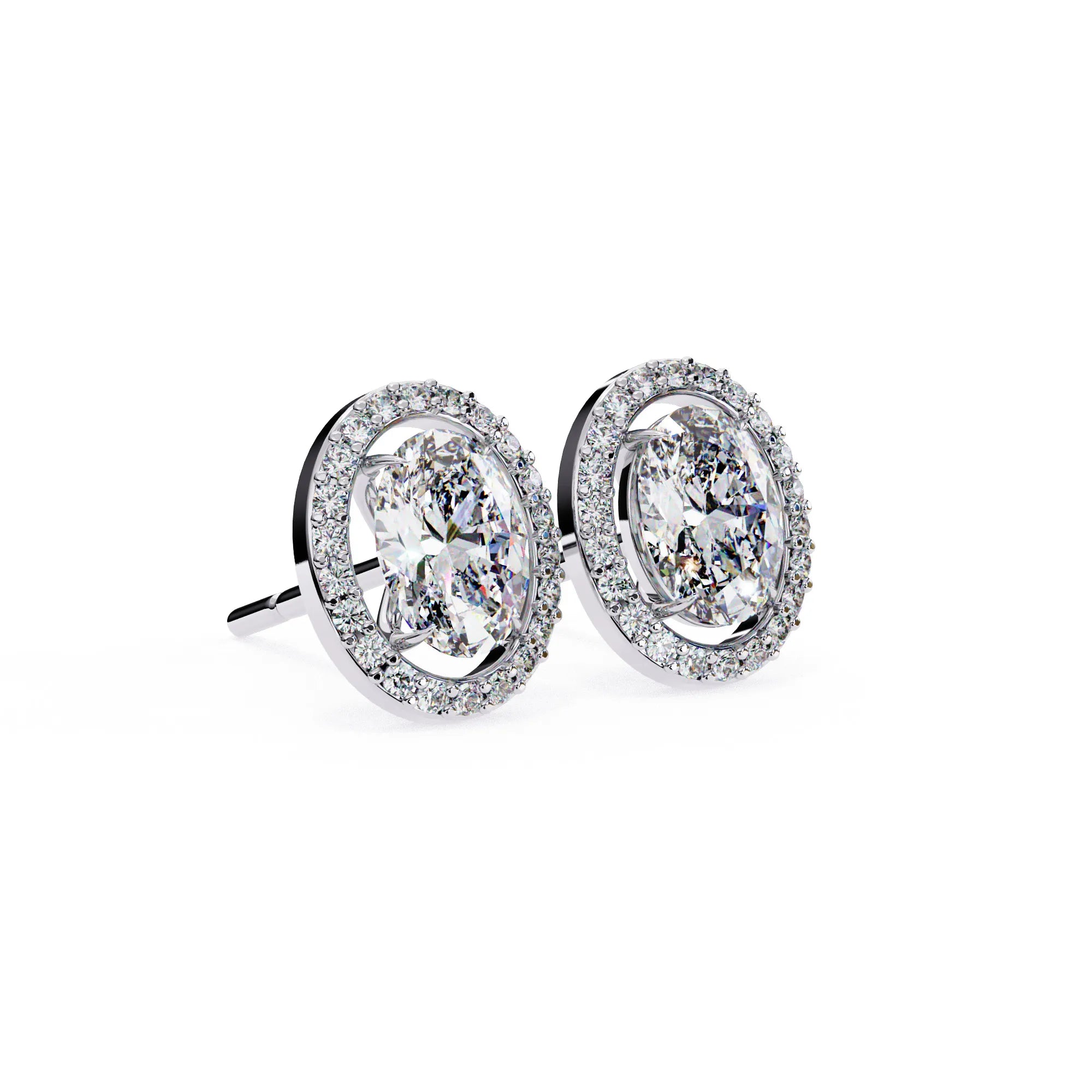 Oval Cut Lab Diamond Halo Studs Earrings