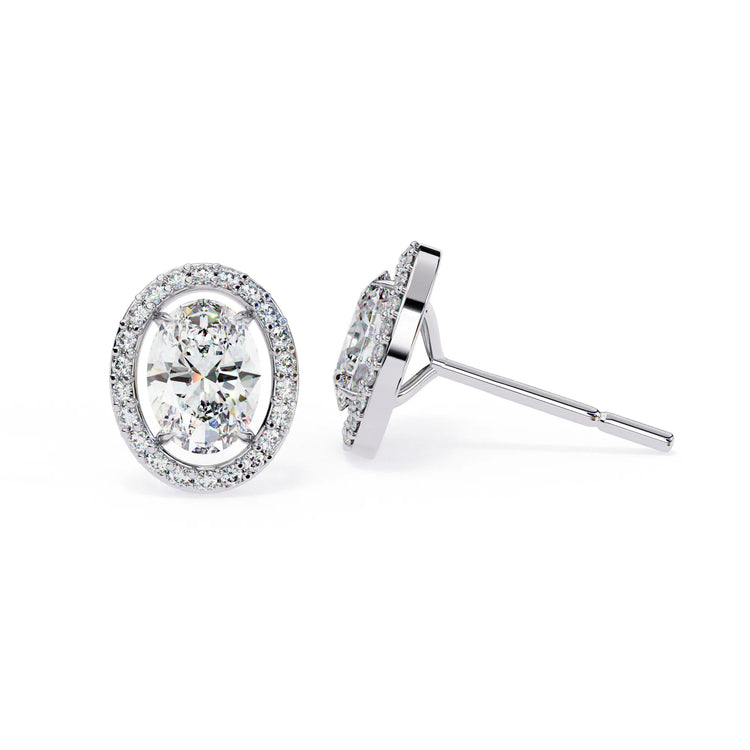 Oval Cut Lab Diamond Halo Studs Earrings