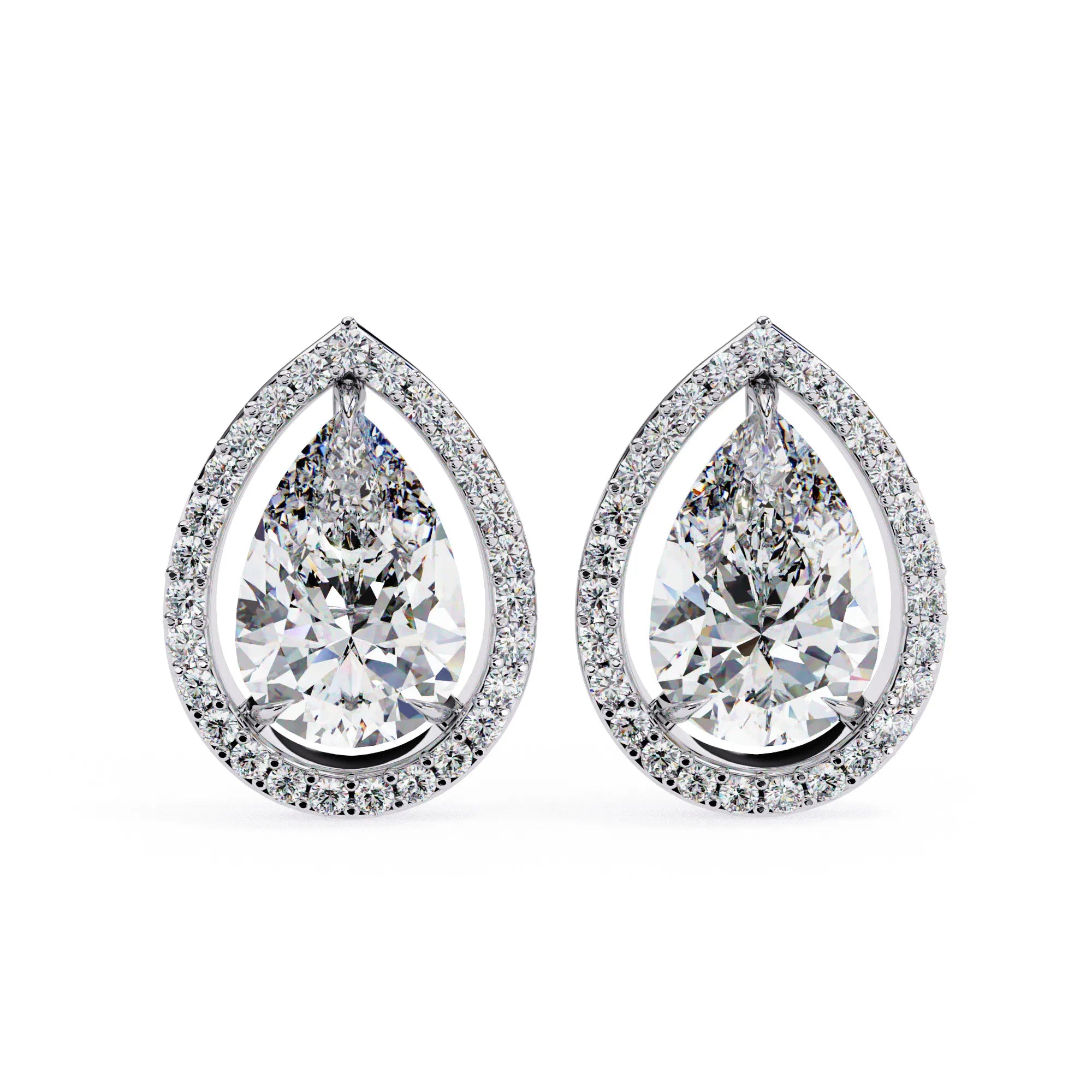 Teardrop Lab Diamond Halo Studs Earrings