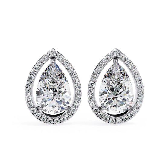 Teardrop Lab Diamond Halo Studs Earrings