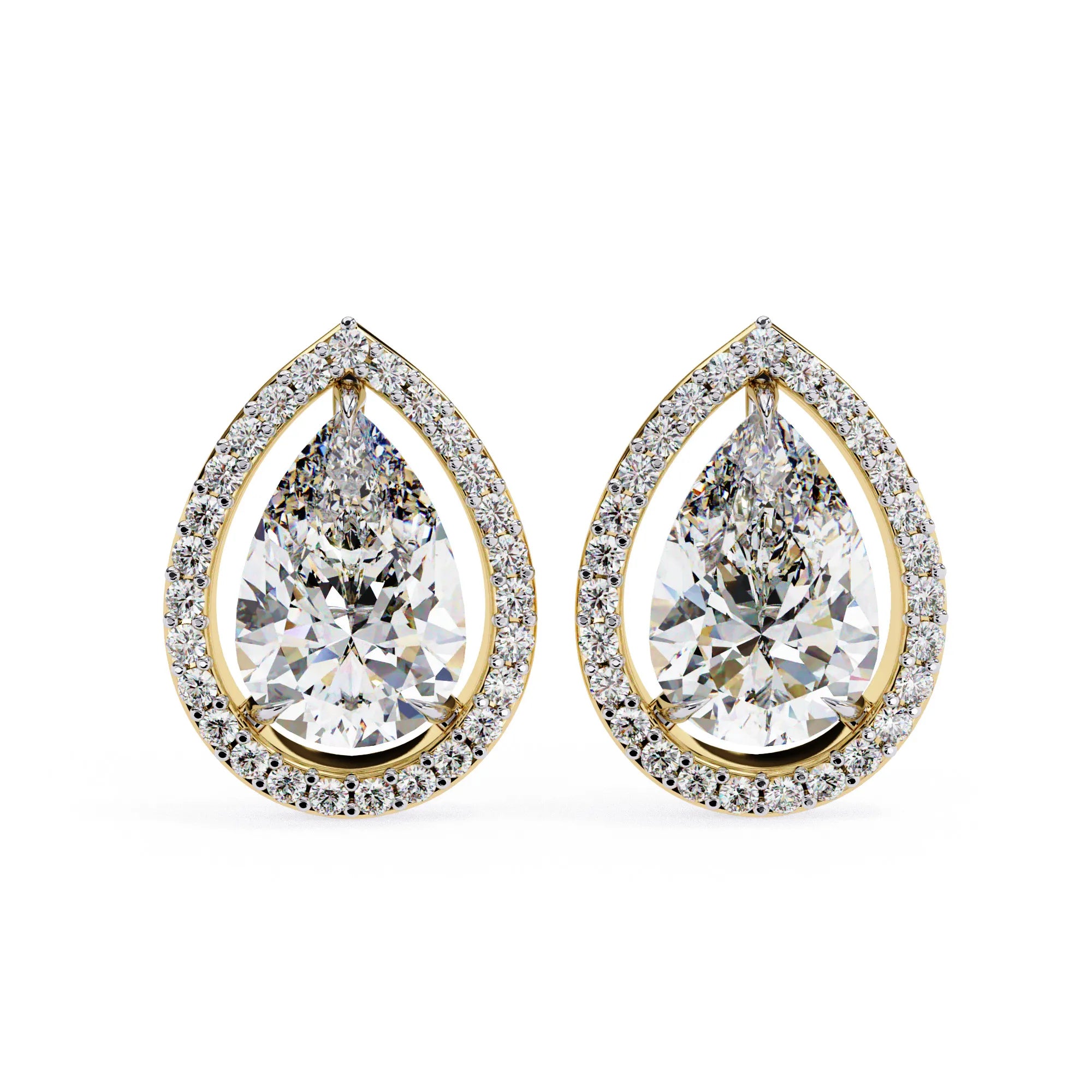 Teardrop Lab Diamond Halo Studs Earrings