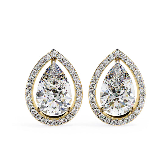Teardrop Lab Diamond Halo Studs Earrings
