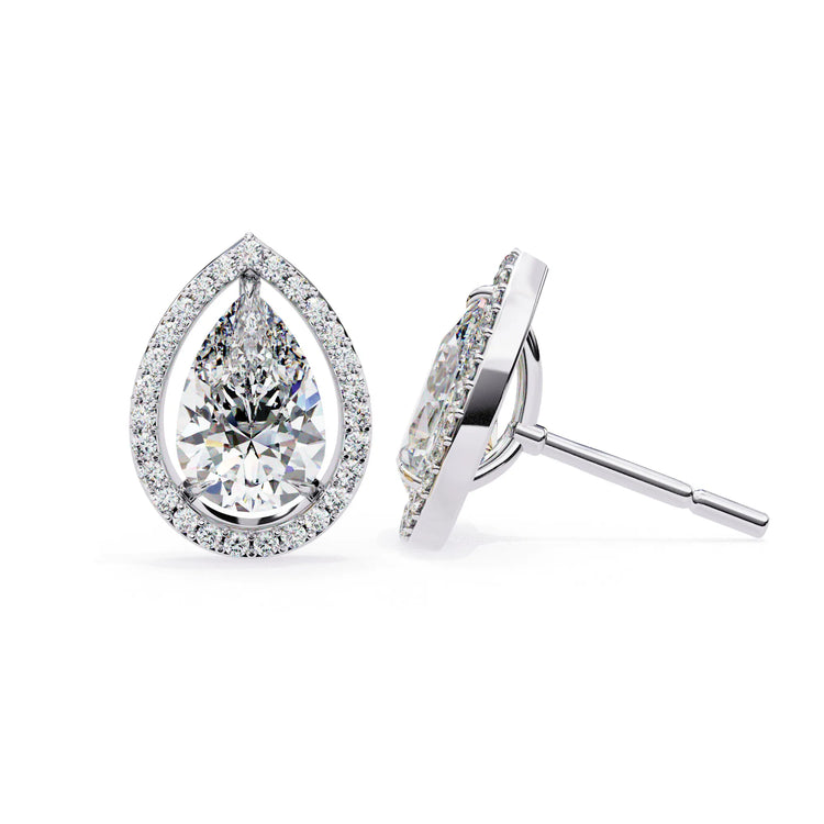 Teardrop Lab Diamond Halo Studs Earrings