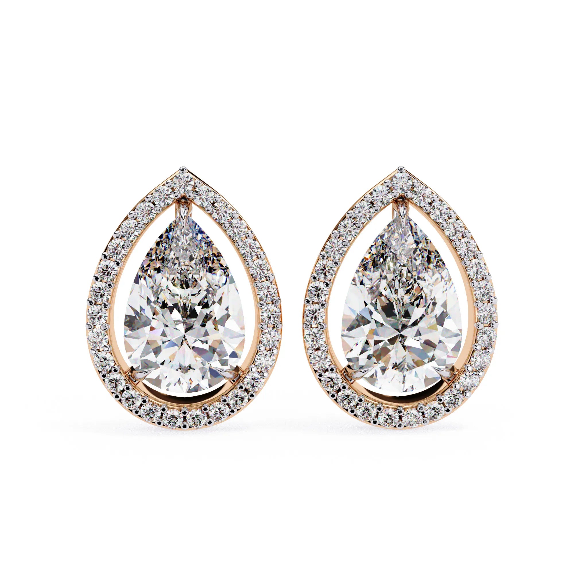 Teardrop Lab Diamond Halo Studs Earrings