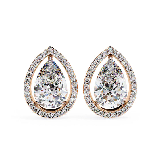 Teardrop Lab Diamond Halo Studs Earrings
