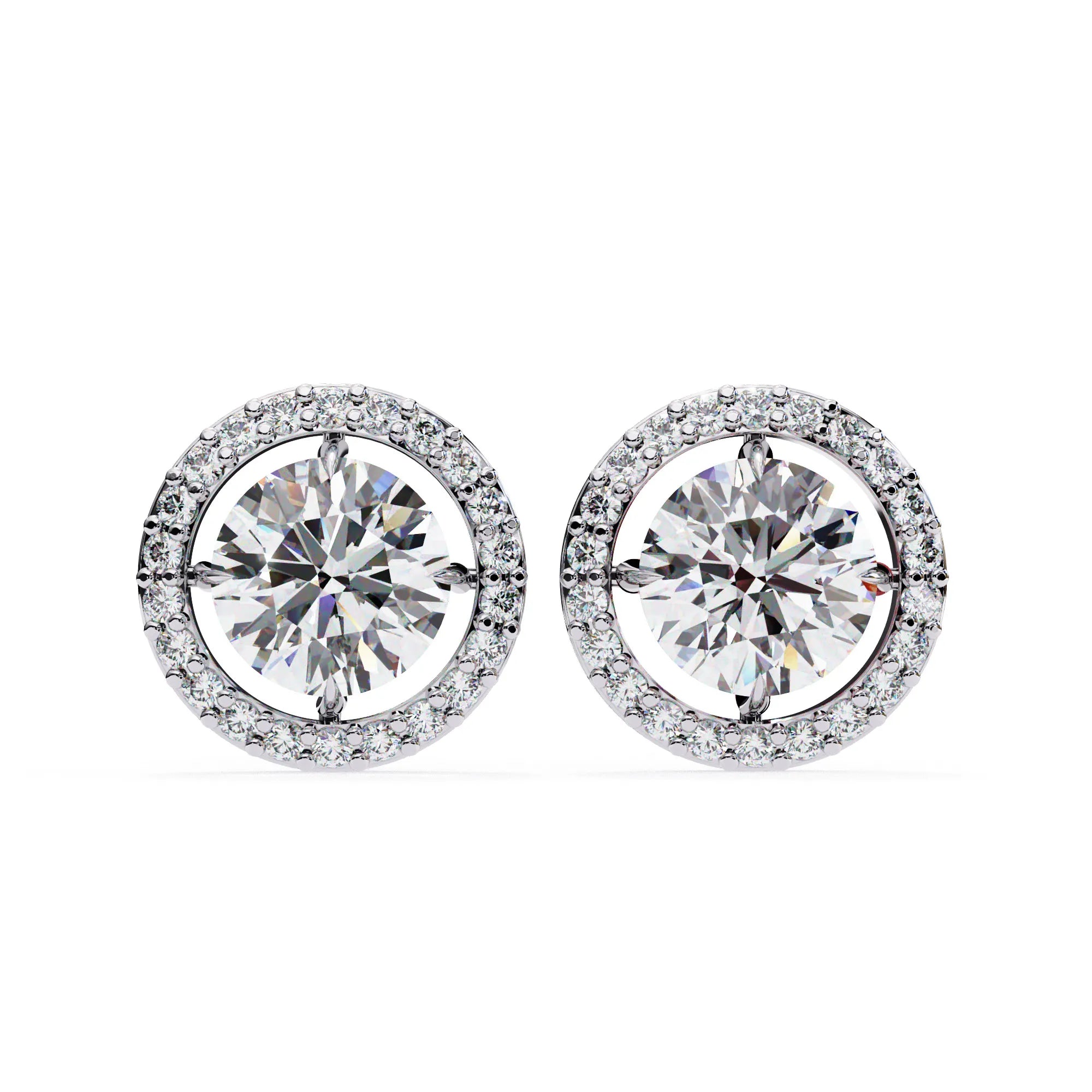 Round Cut Lab Diamond Halo Studs Earrings