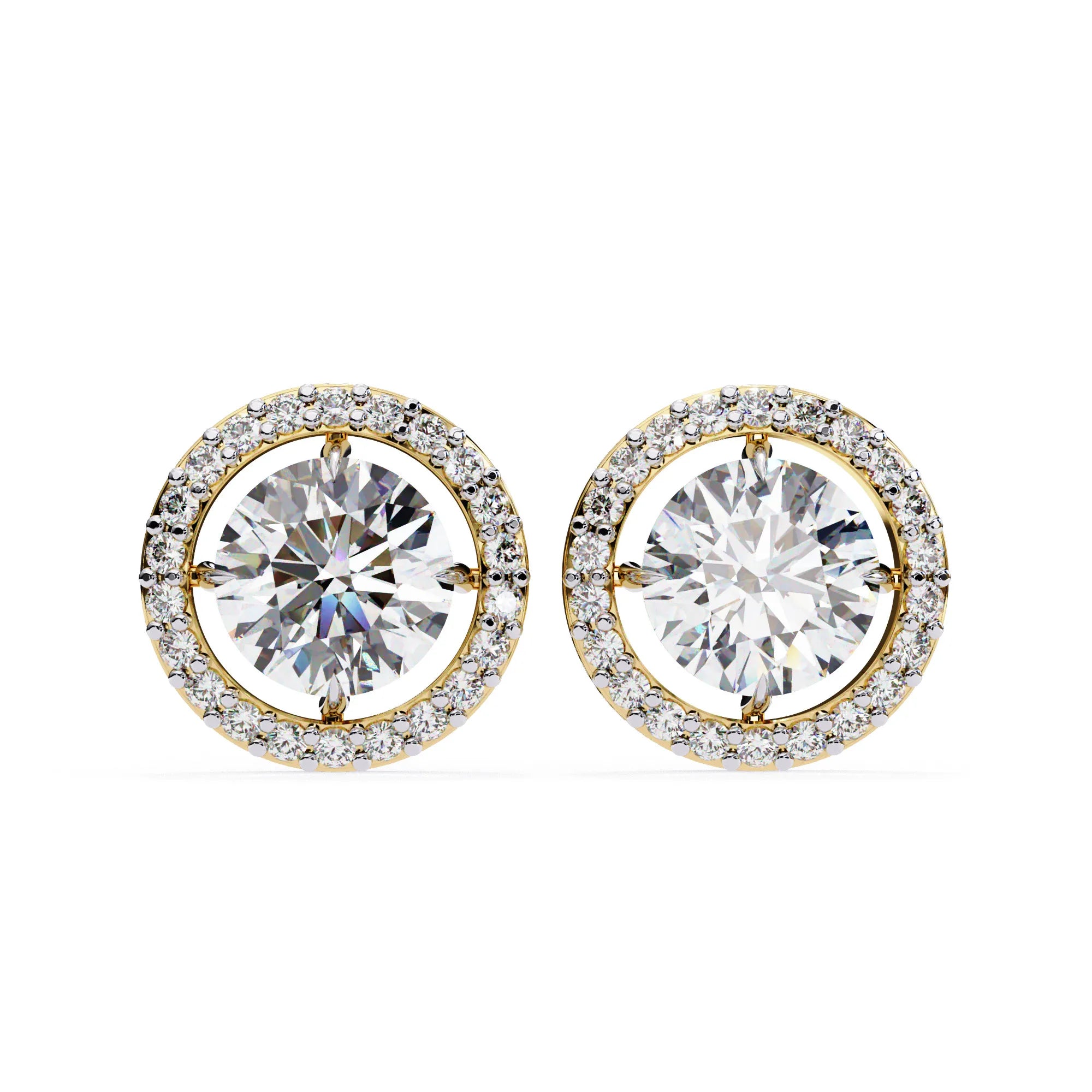 Round Cut Lab Diamond Halo Studs Earrings