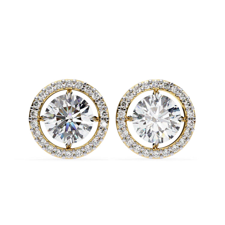 Round Cut Lab Diamond Halo Studs Earrings