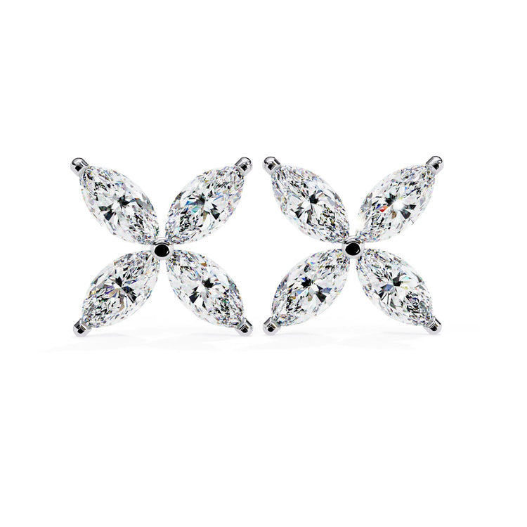 Floral Marquise Cut Lab Diamond Studs Earring