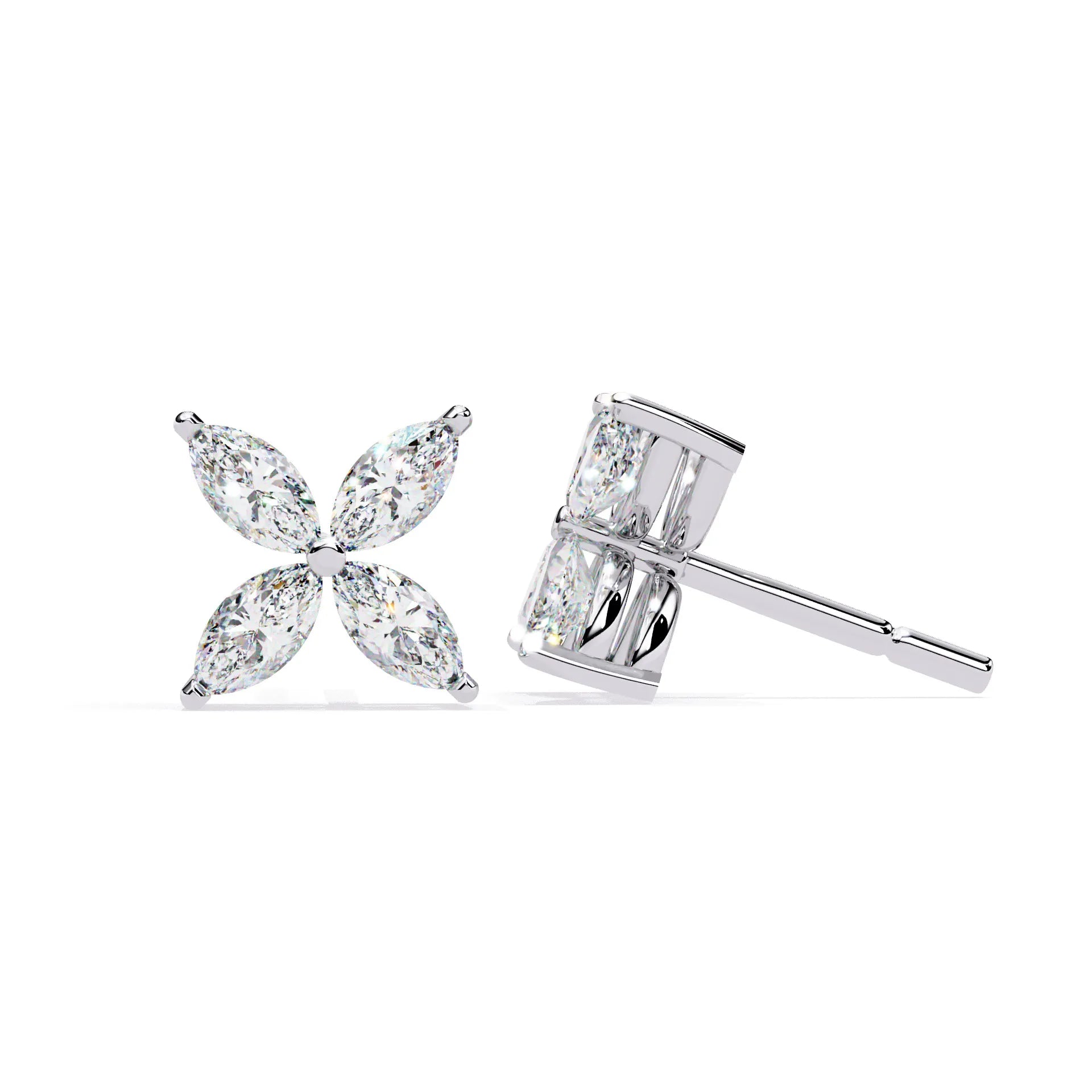 Floral Marquise Cut Lab Diamond Studs Earring
