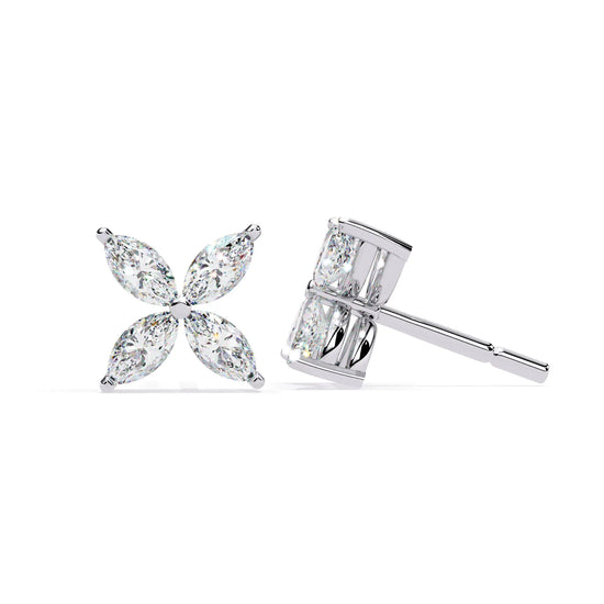 Floral Marquise Cut Lab Diamond Studs Earring